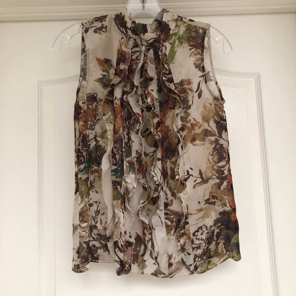 Jones New York Sleeveless Blouse with Ruffles 6P